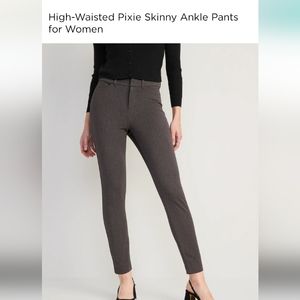 Dark Heathered Grey High-Waisted Pixie Skinny Ankle Pants for Women Size 4 Tall